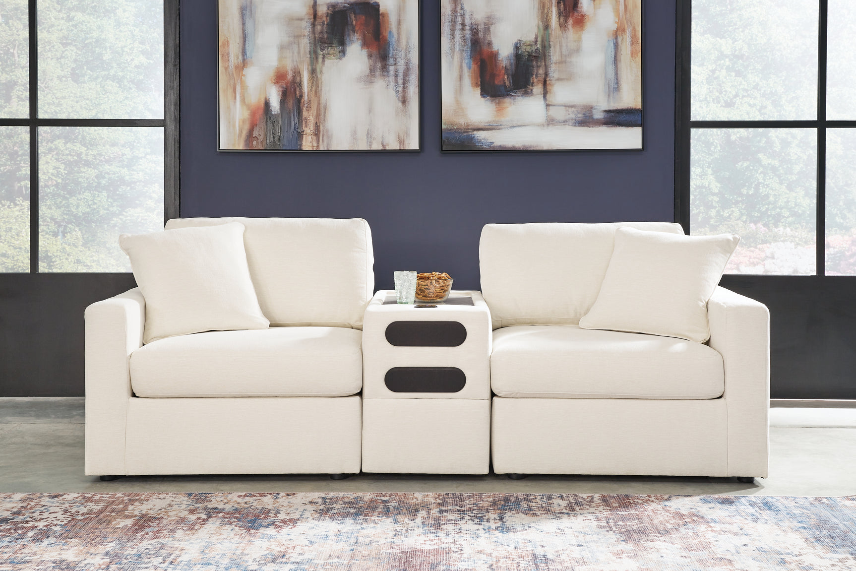 main view of Modmax Oyster Performance Fabric Next-Gen Nuvella™ 3-Piece Sectional sectional sofa