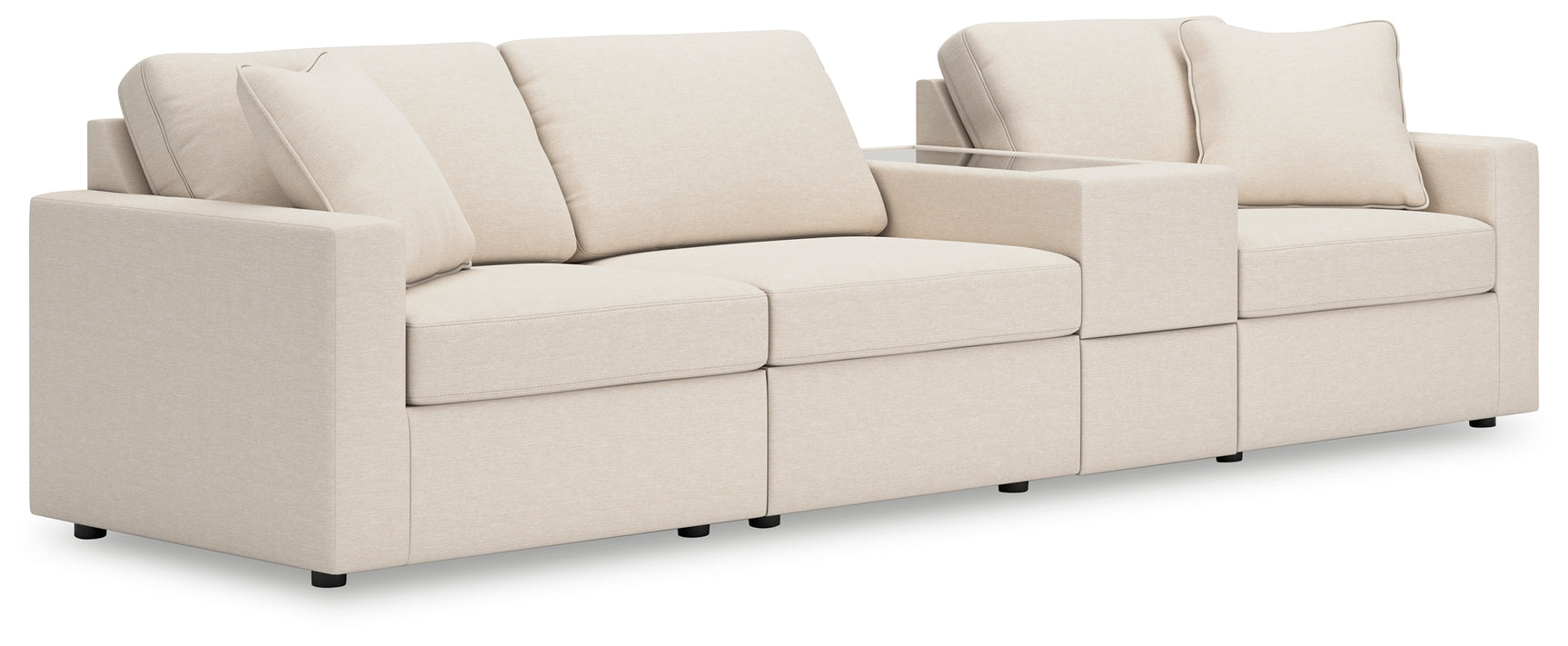 Detailed close-up of sectional sofa fabric