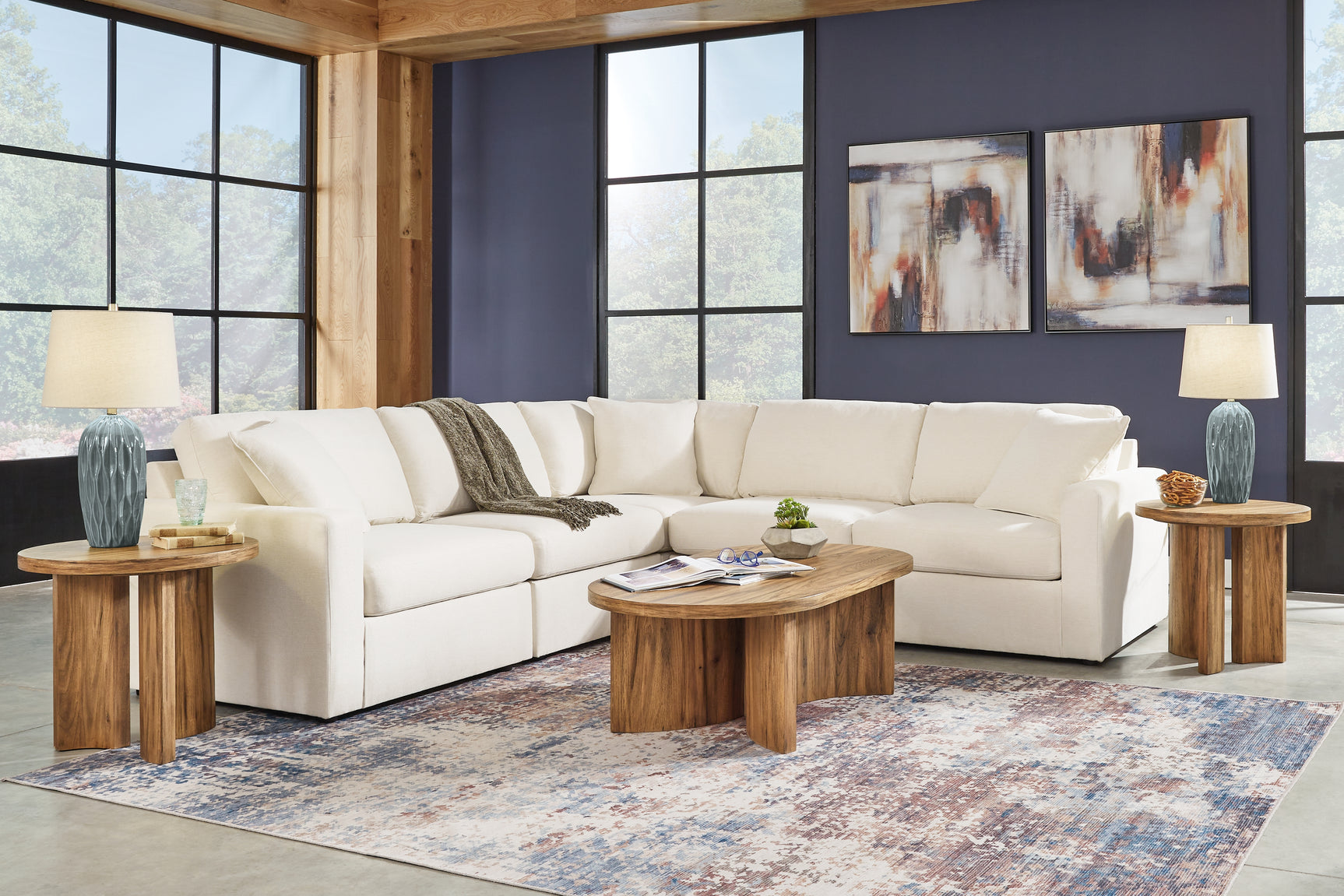 room view of Modmax Oyster Nuvella® 5-Piece Sectional sectional sofa