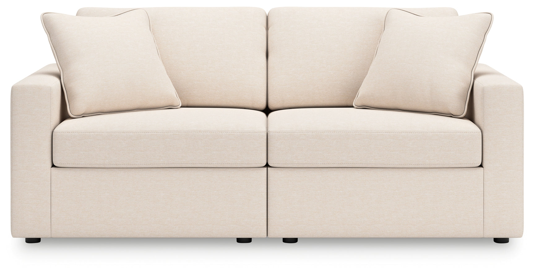 Side perspective view of Modmax Oyster Sofa and Loveseat furniture