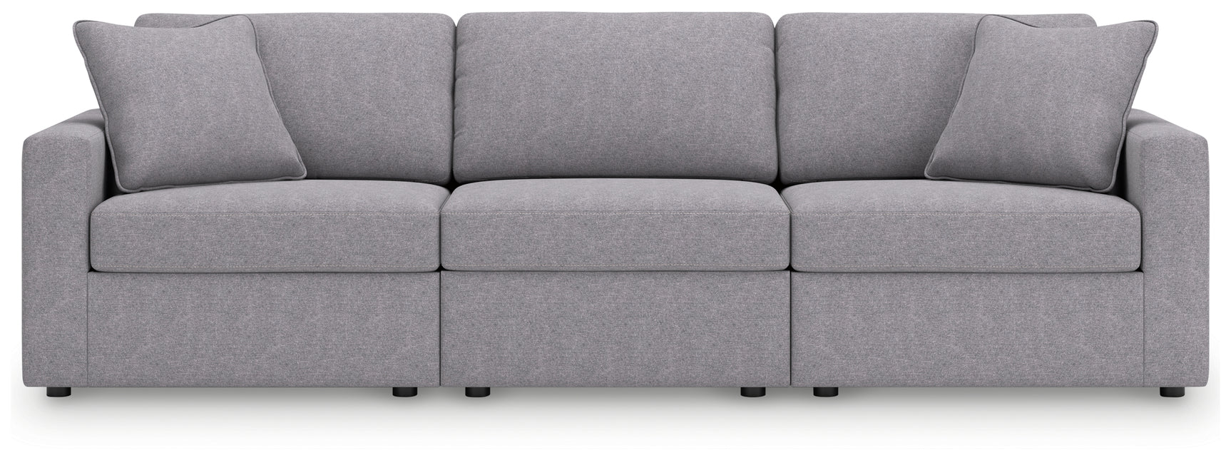 Detail view of sectional sofa showing fabric and cushions