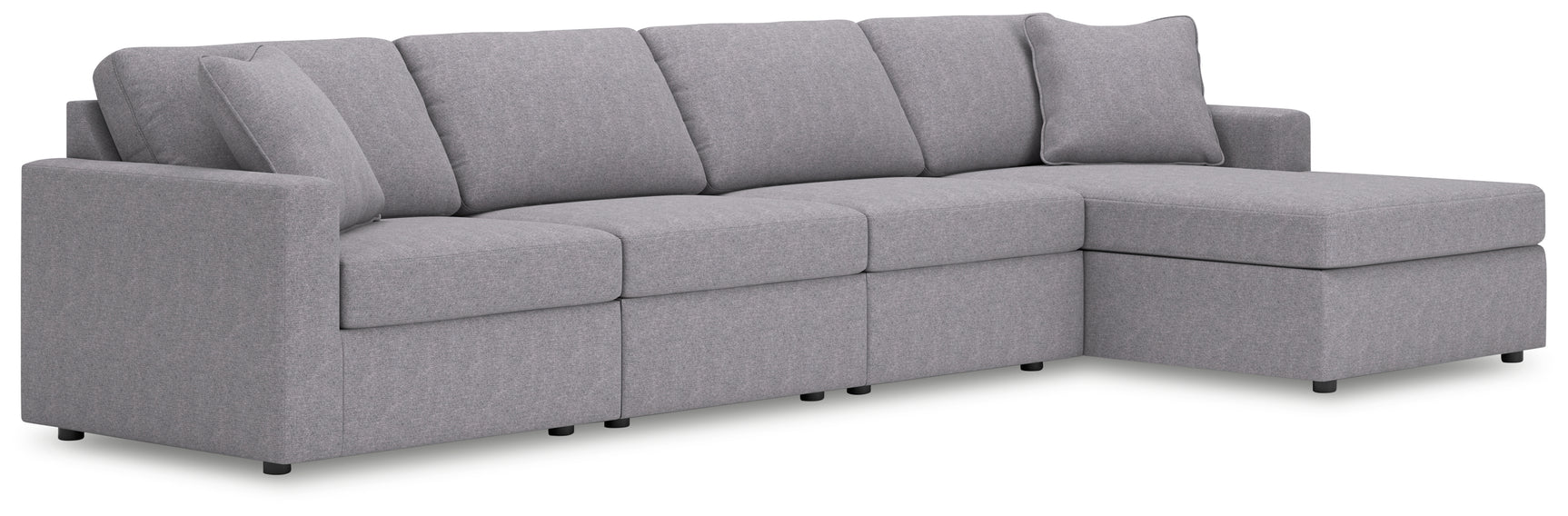 Side view of Modmax Granite fabric sectional with chaise
