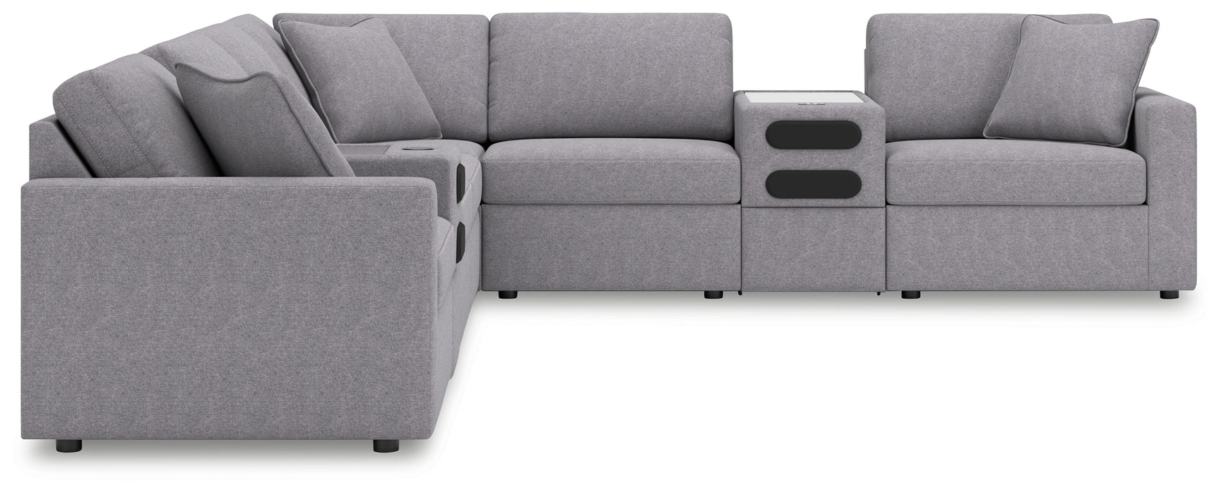 Front close-up of granite fabric on sectional sofa
