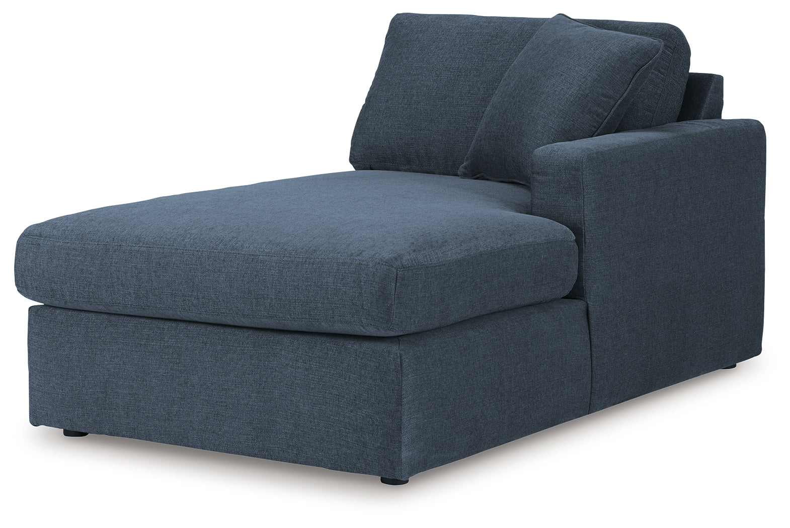 Fabric texture and console area detail on sectional sofa