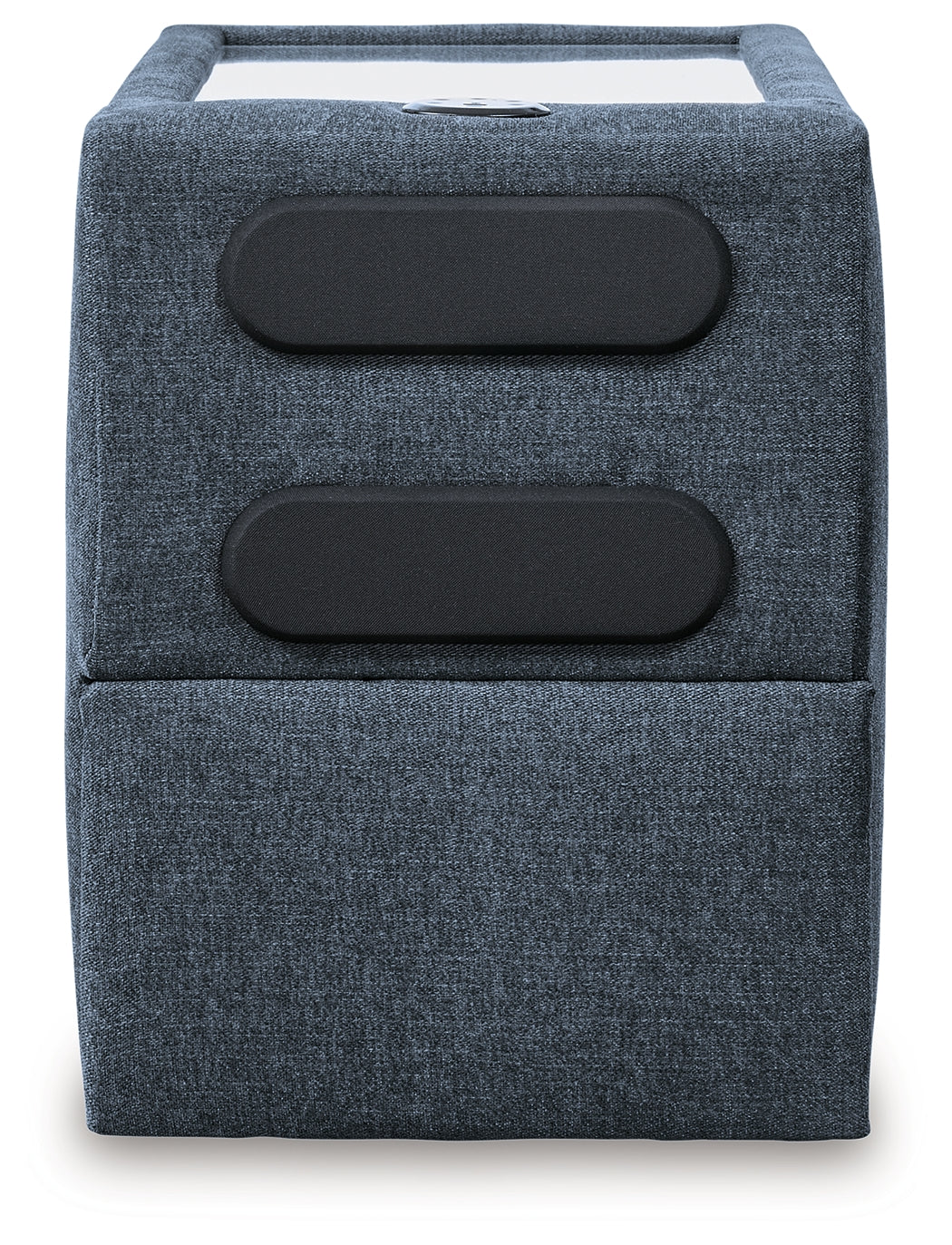 side perspective of audio console built into sectional