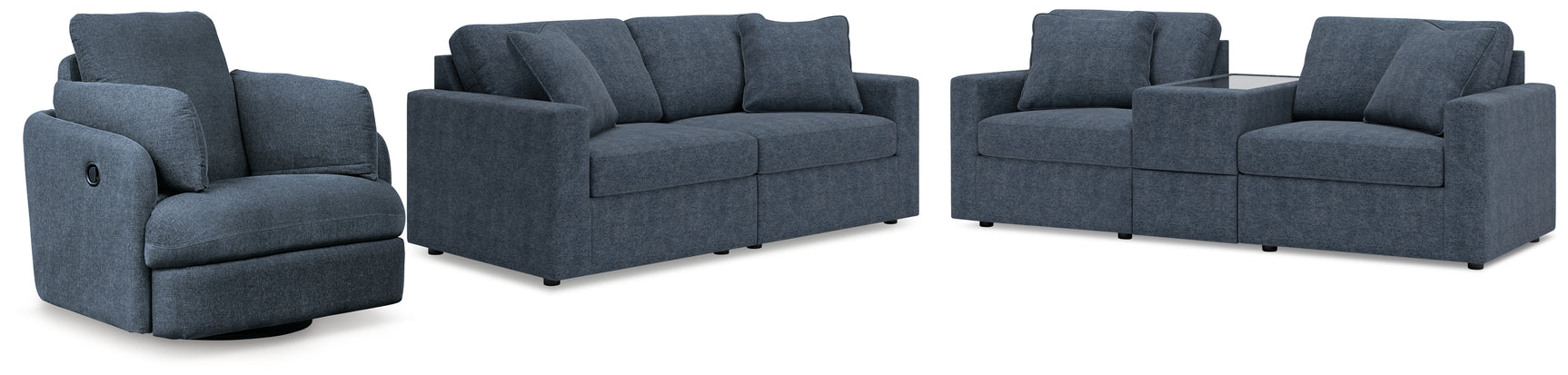 Modmax Ink sectional with sofa, loveseat, and recliner