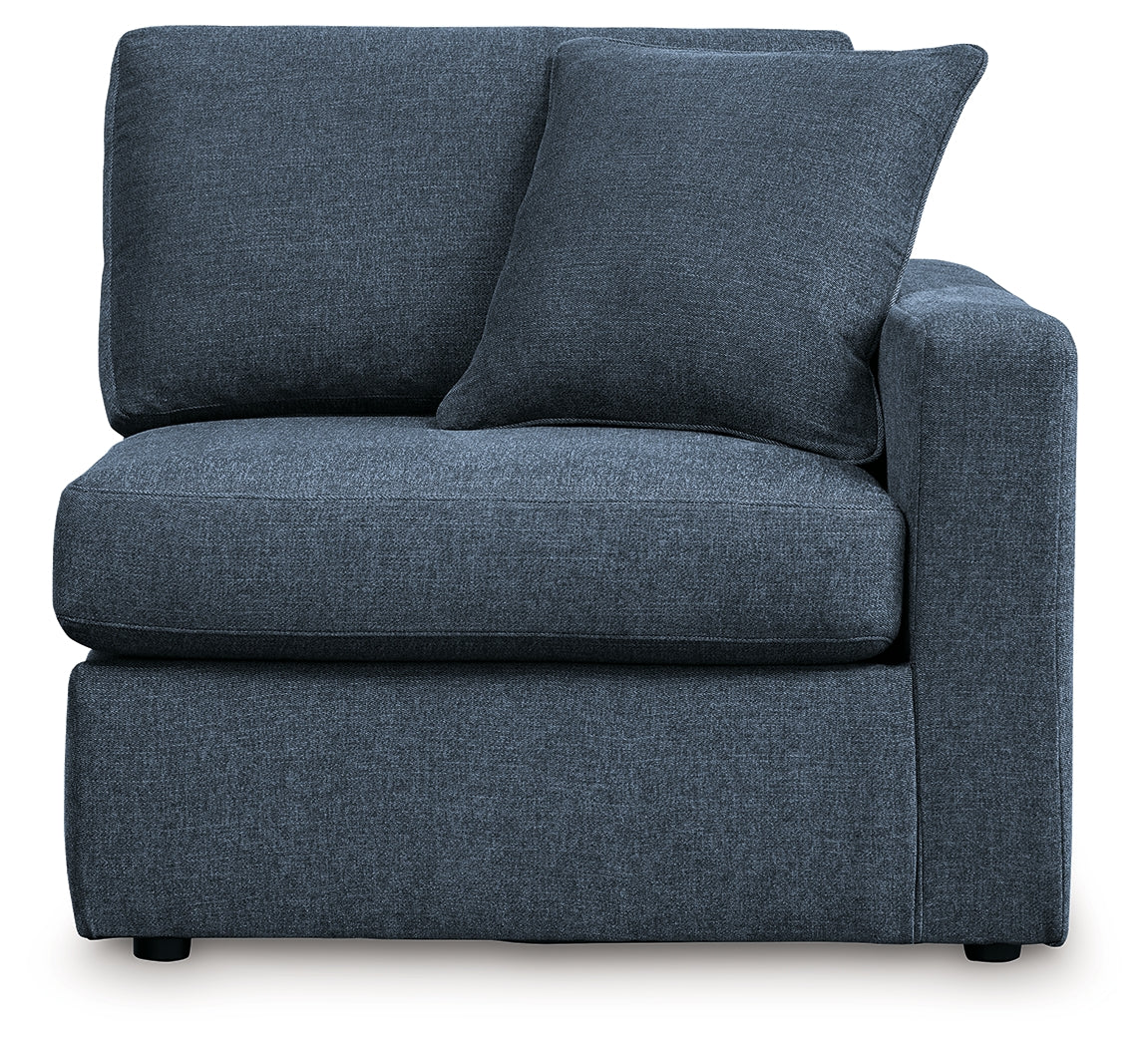 Extended side view of sectional sofa