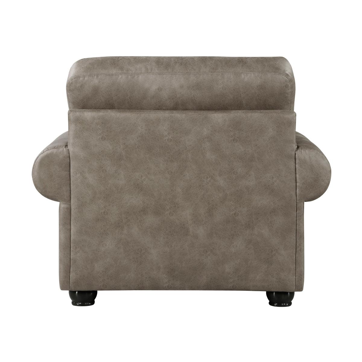 Close-up of polished microfiber upholstery on Franklin Gray Chair