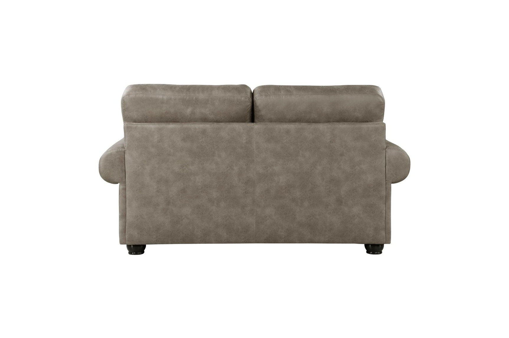 Side angle of Franklin Brown sofa and loveseat