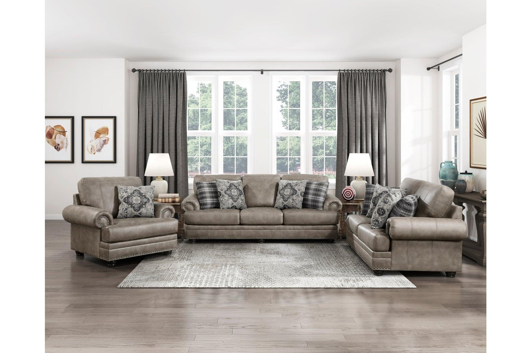 Franklin Brown brown faux leather sofa side view