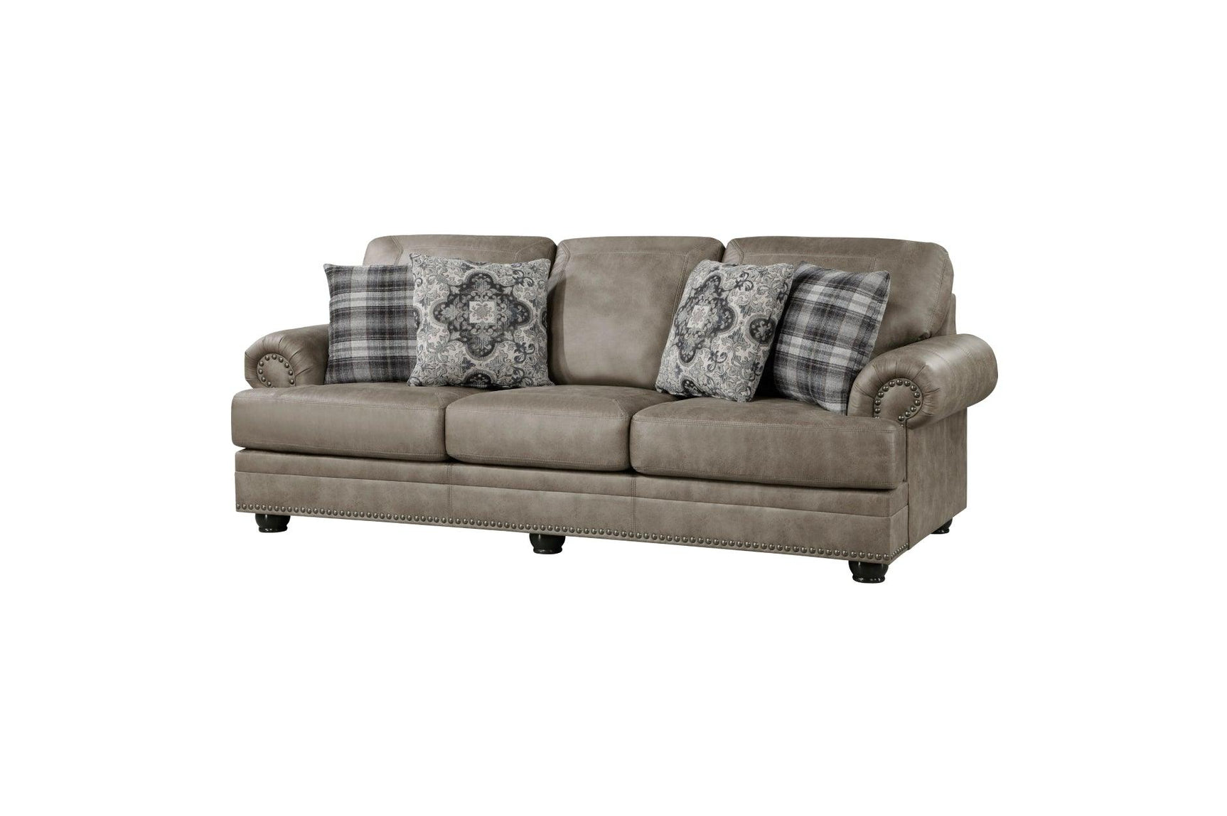 Front view of Franklin Brown loveseat in brown faux leather