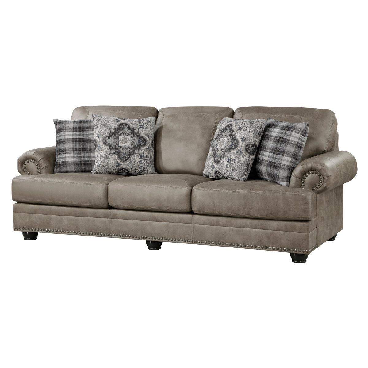 Franklin Gray Sofa side profile showing plush cushions