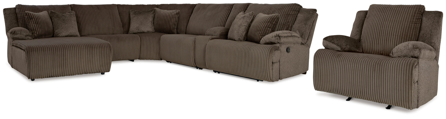 Top Chocolate 6-Piece Reclining Sectional Sofa