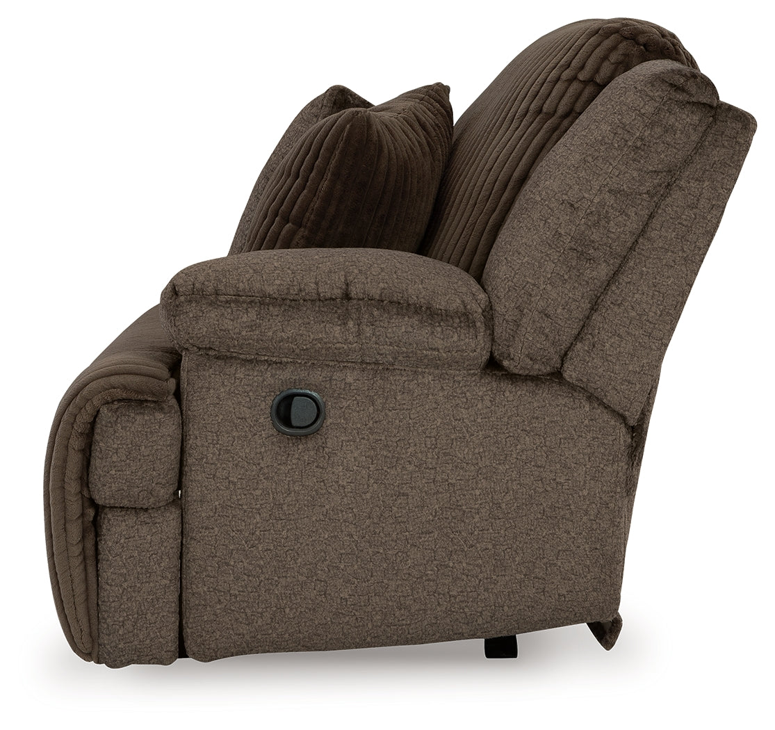 detail view of Top Tier Chocolate Velvet 3-Piece Sofa Chaise Sectional sectional sofa