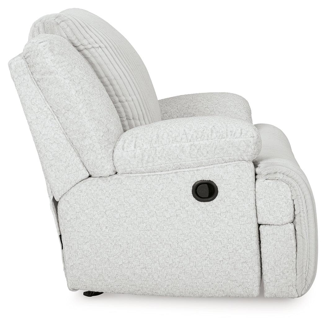 side view of recliner in velvet
