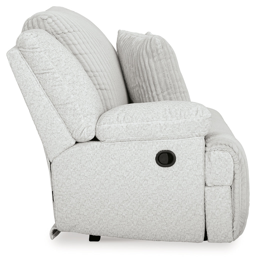 Open angle side view of sectional sofa