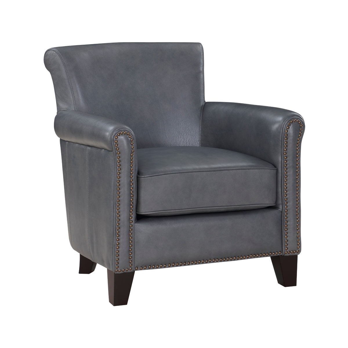 Braintree Burnish Gray Leather Accent Chair side view