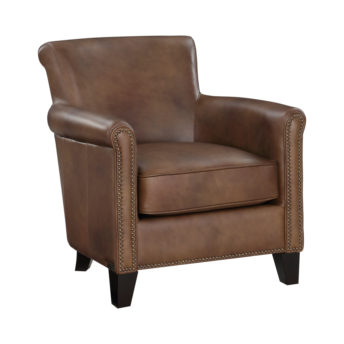 Braintree Brown Leather Accent Chair side view