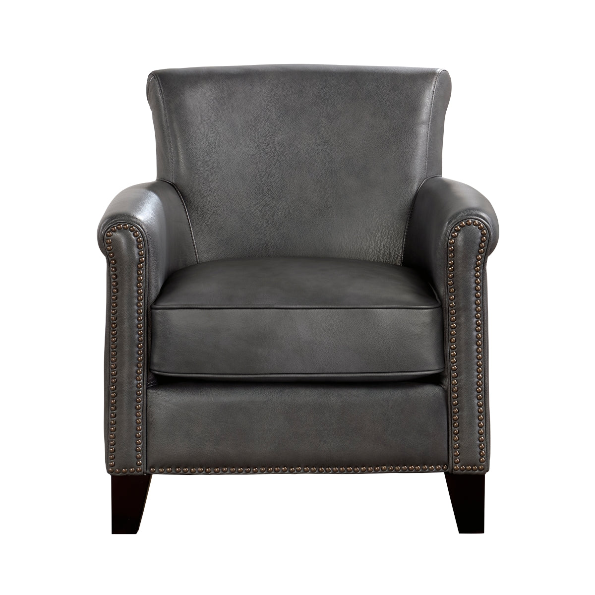 Braintree Gray Leather Accent Chair front view