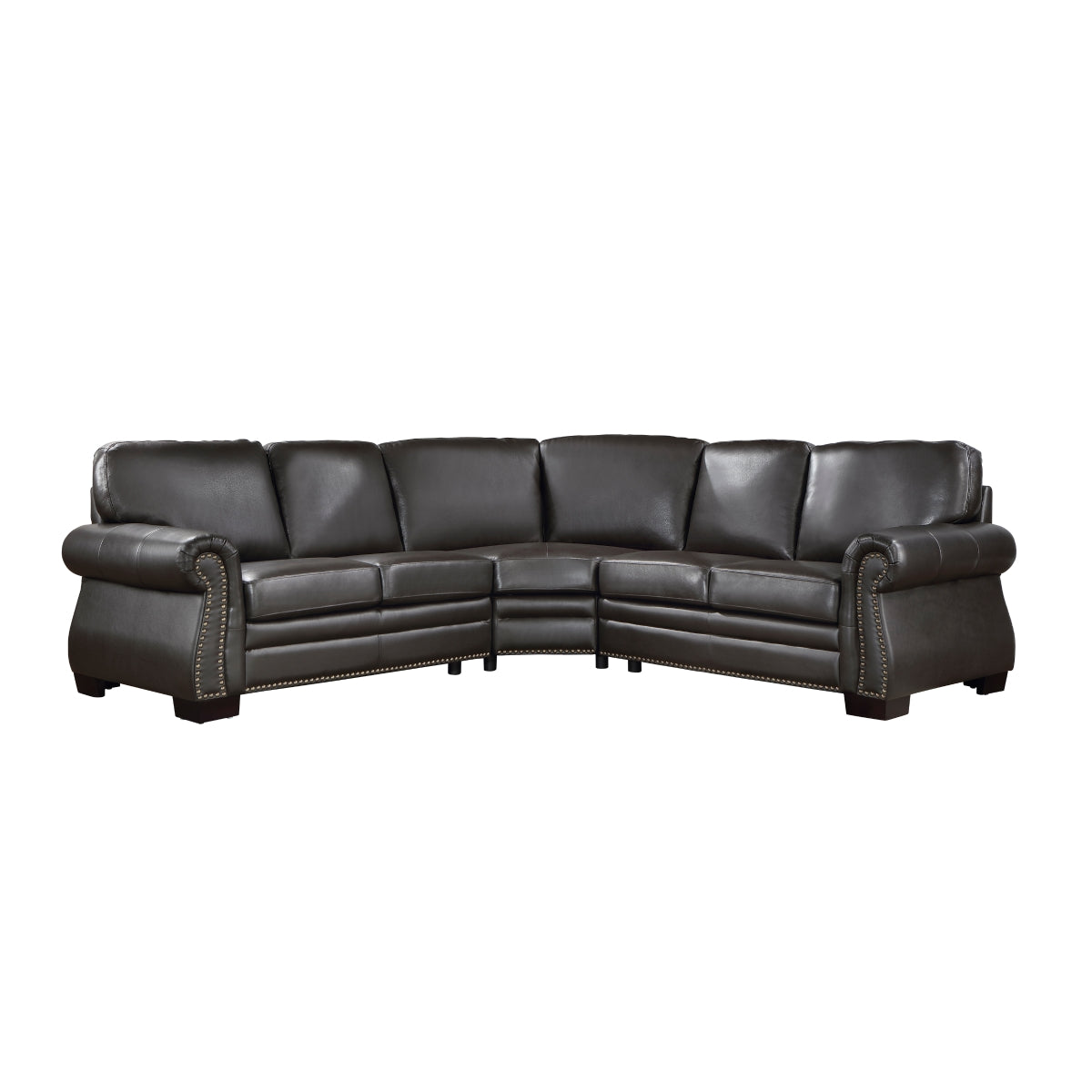 Wareham Dark Brown Leather Sectional sofa main view