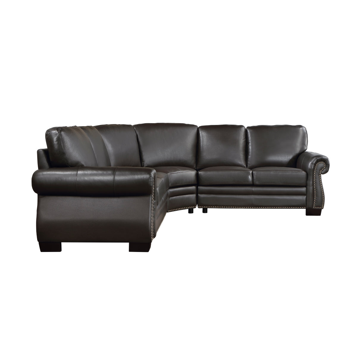 Wareham Dark Brown Leather Sectional sofa side view