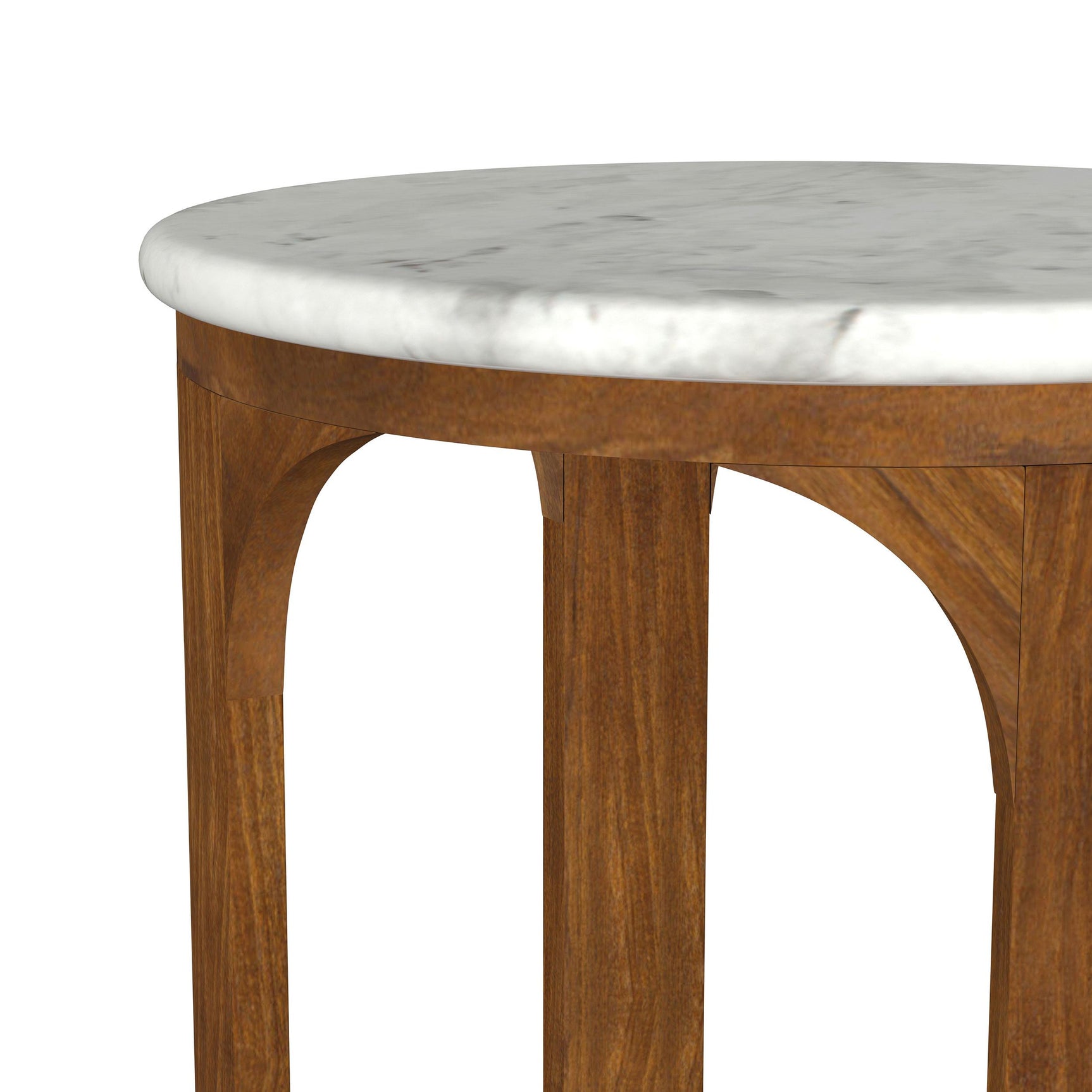 Top-down view of marble surface on side table