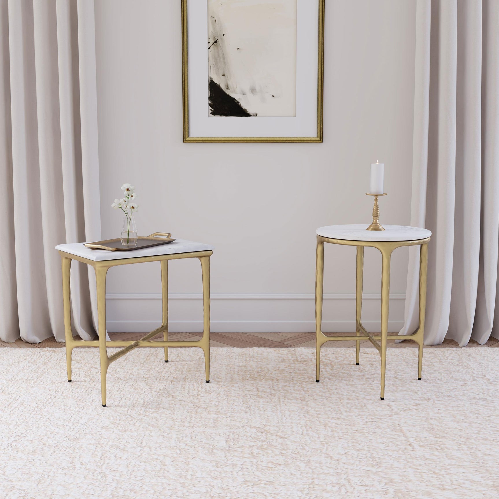 Umas Gold Marble Side Table