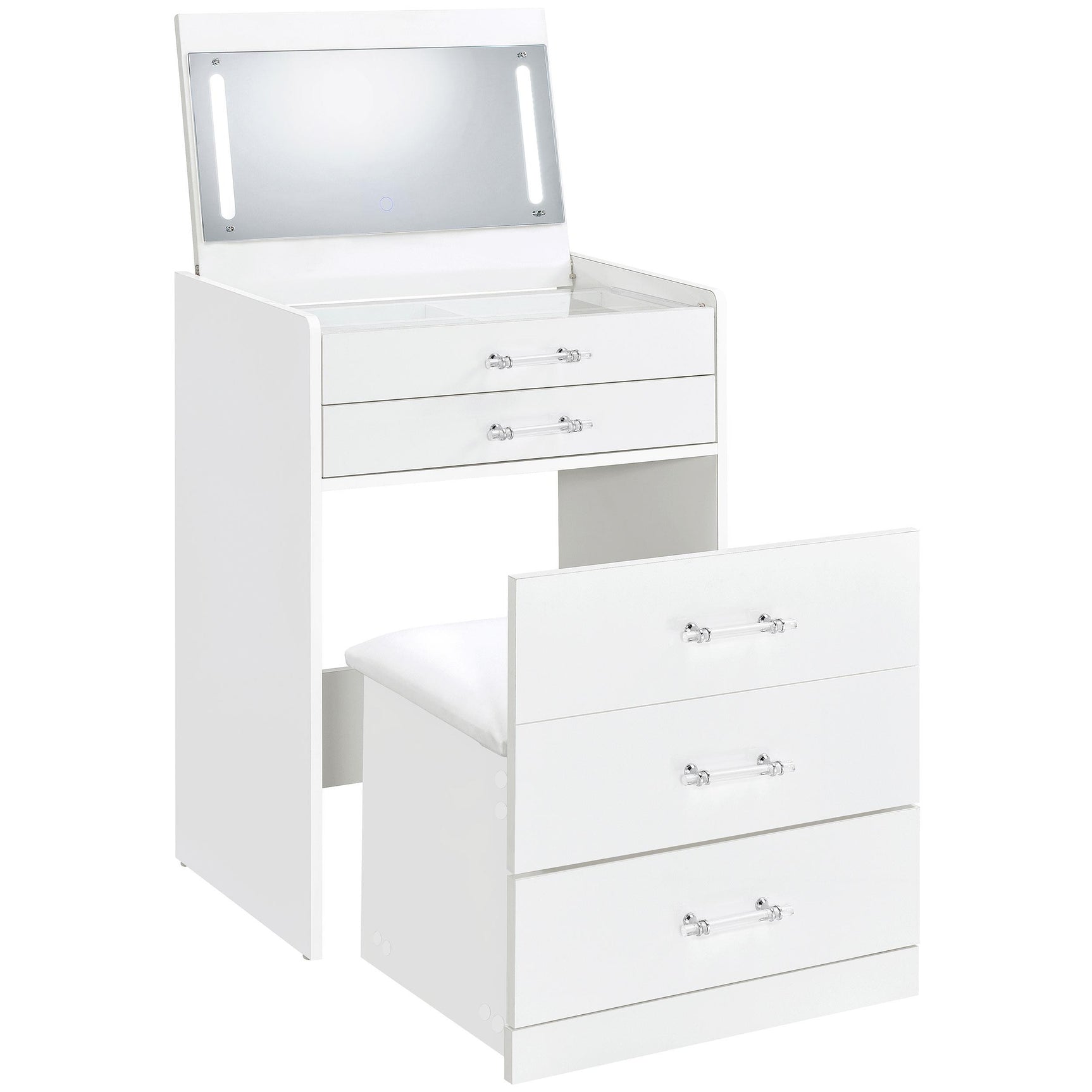 USB Type A and Type C ports on vanity