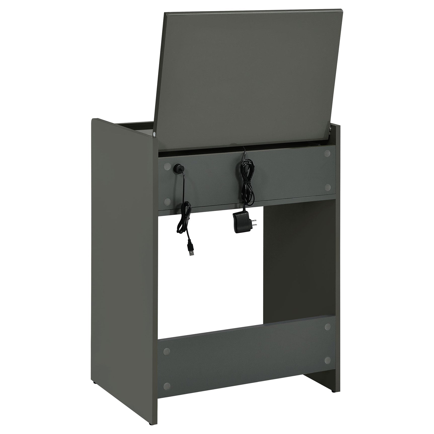 Danbury 3-drawer grey high gloss makeup vanity and stool set