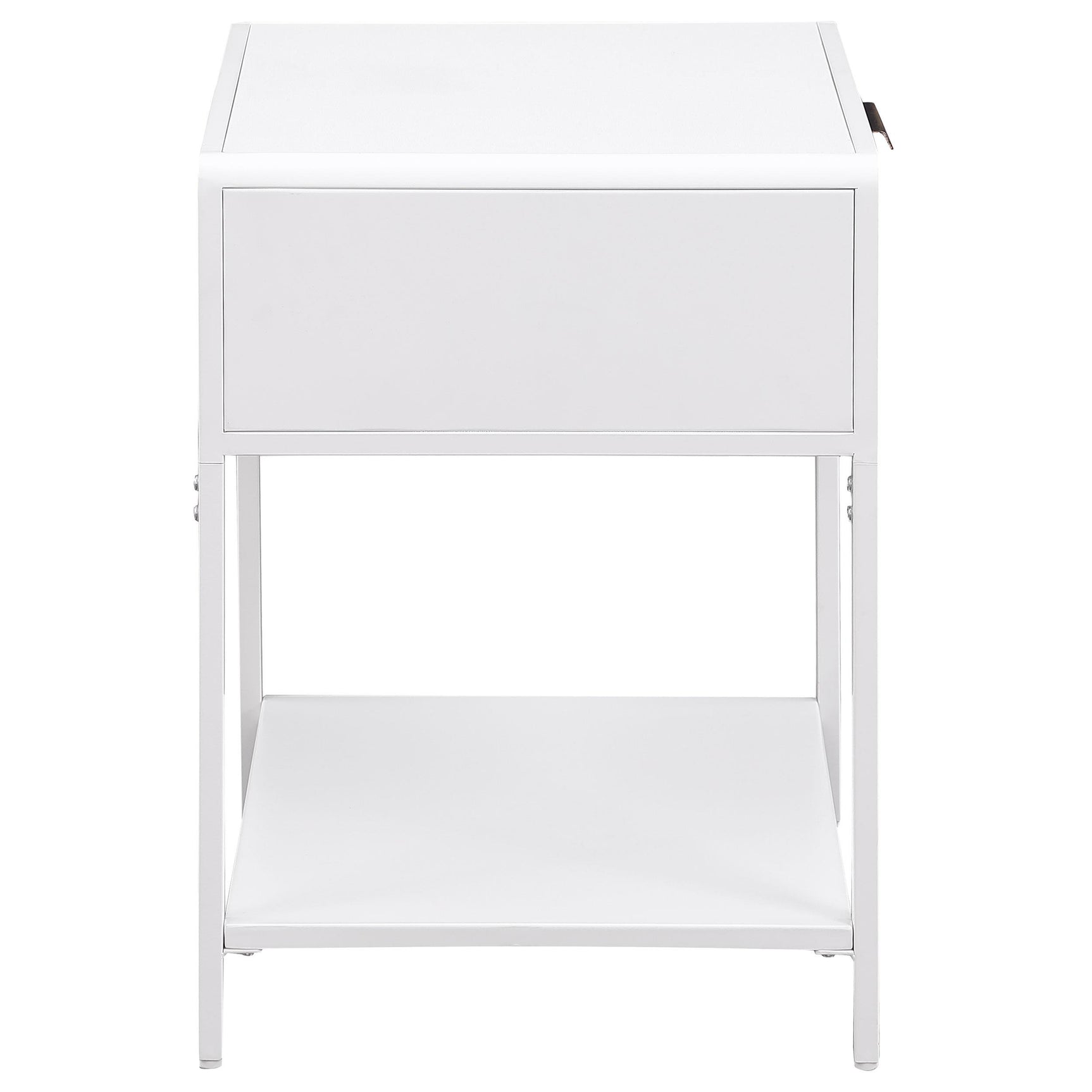 Amherst side table underside showing levelers