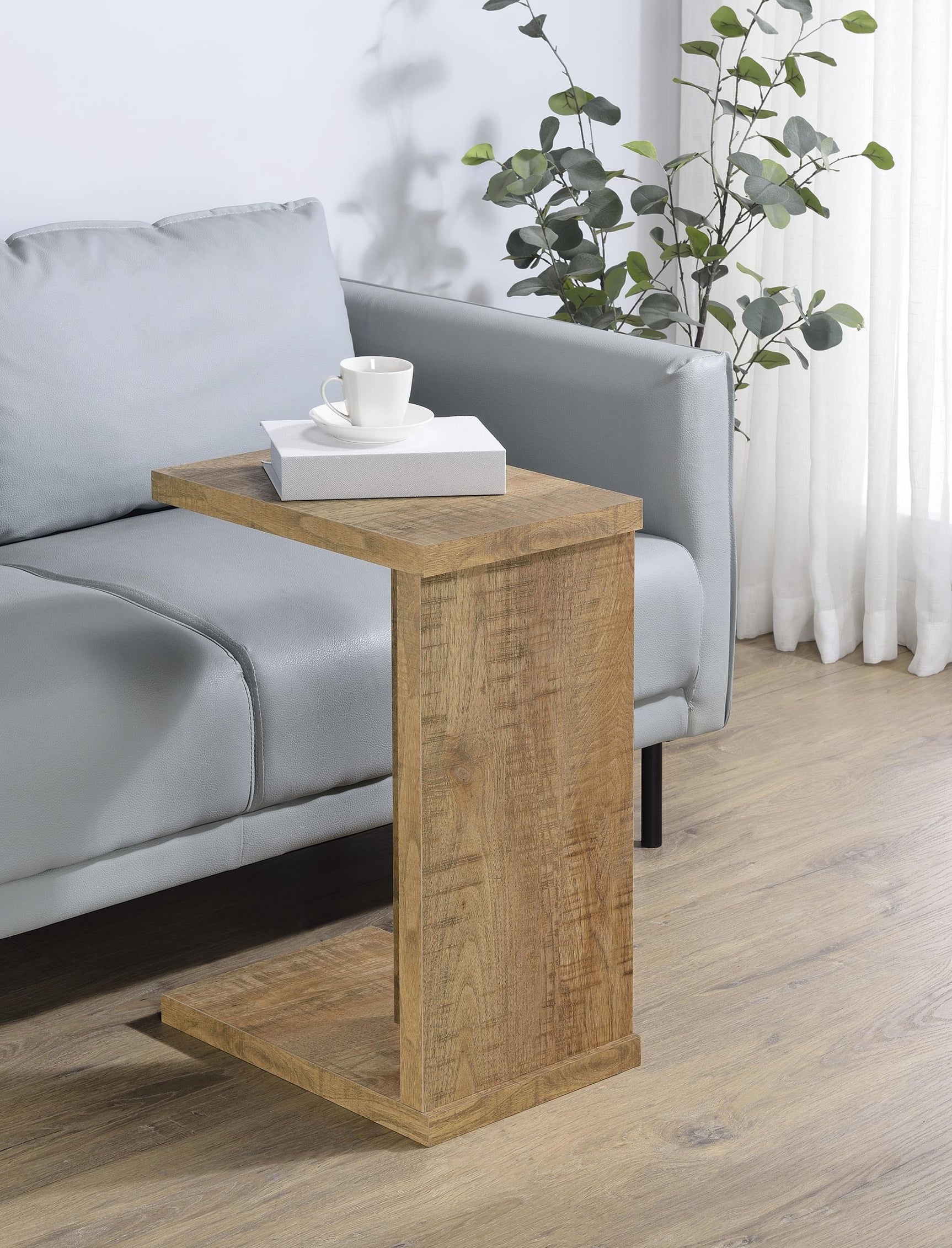 Close-up of engineered wood surface with mango veneer finish