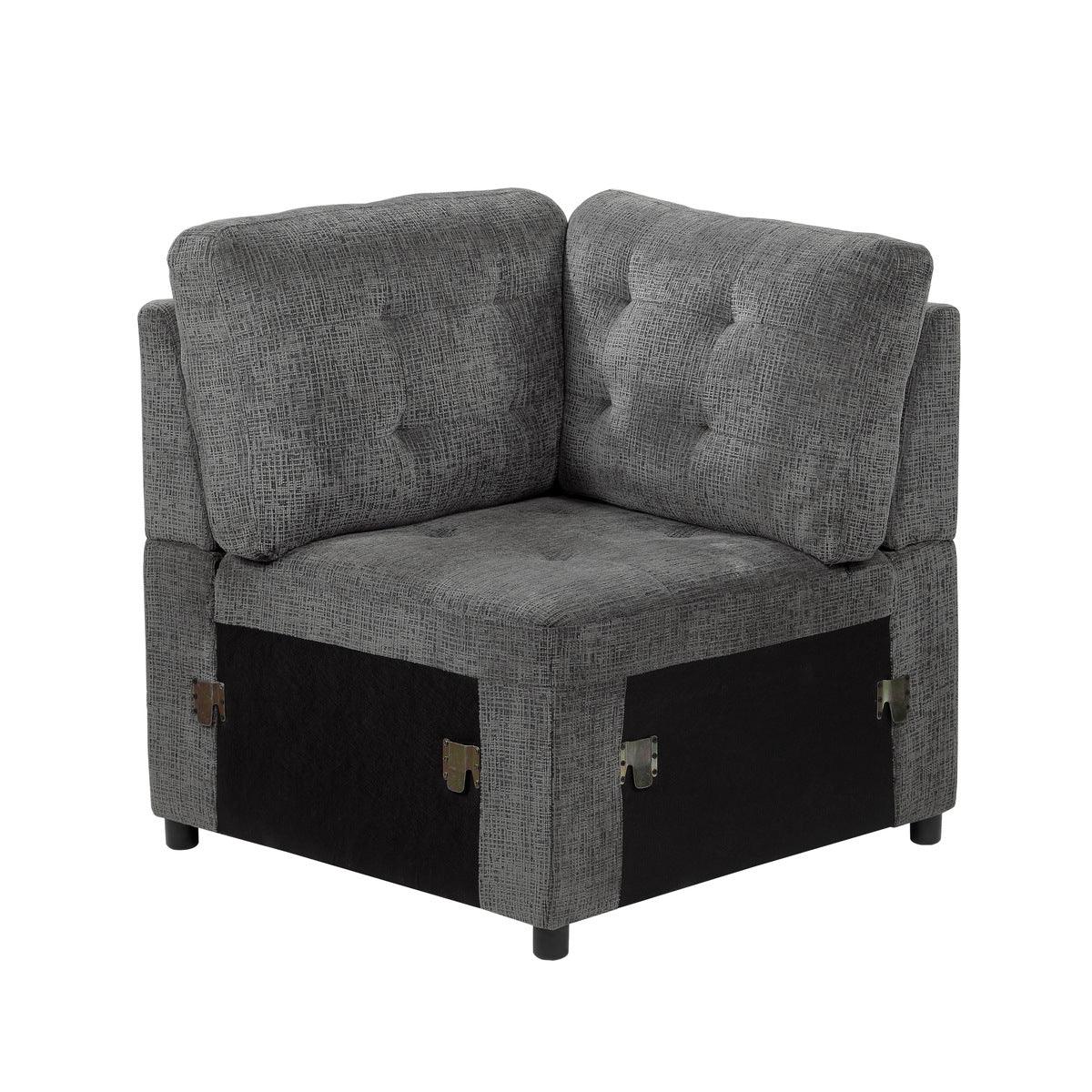 room view of Lanning Gray Fabric 3-Piece Sectional with Pull-Out Bed and Ottoman sectional sofa