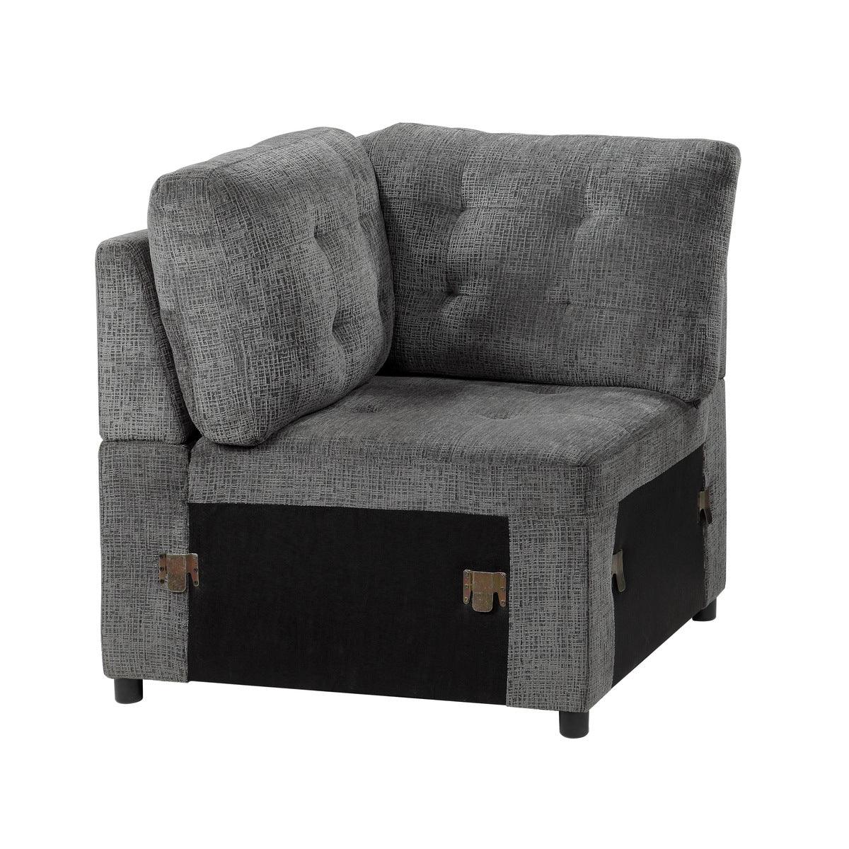 main view of Lanning Gray Fabric 3-Piece Sectional with Pull-Out Bed and Ottoman sectional sofa