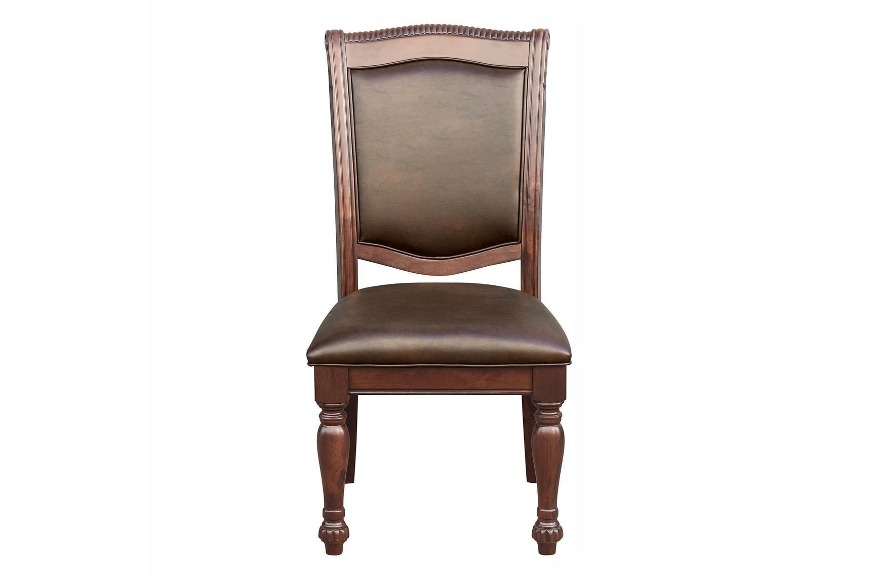 detail of brown cherry finish on Lordsburg round dining table
