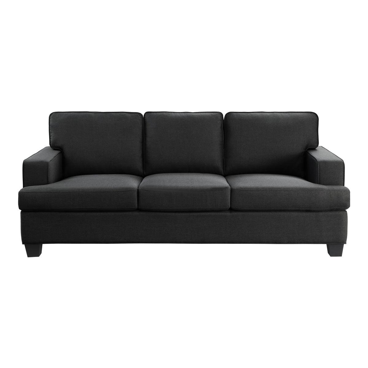 Elmort Black Fabric Sofa front view
