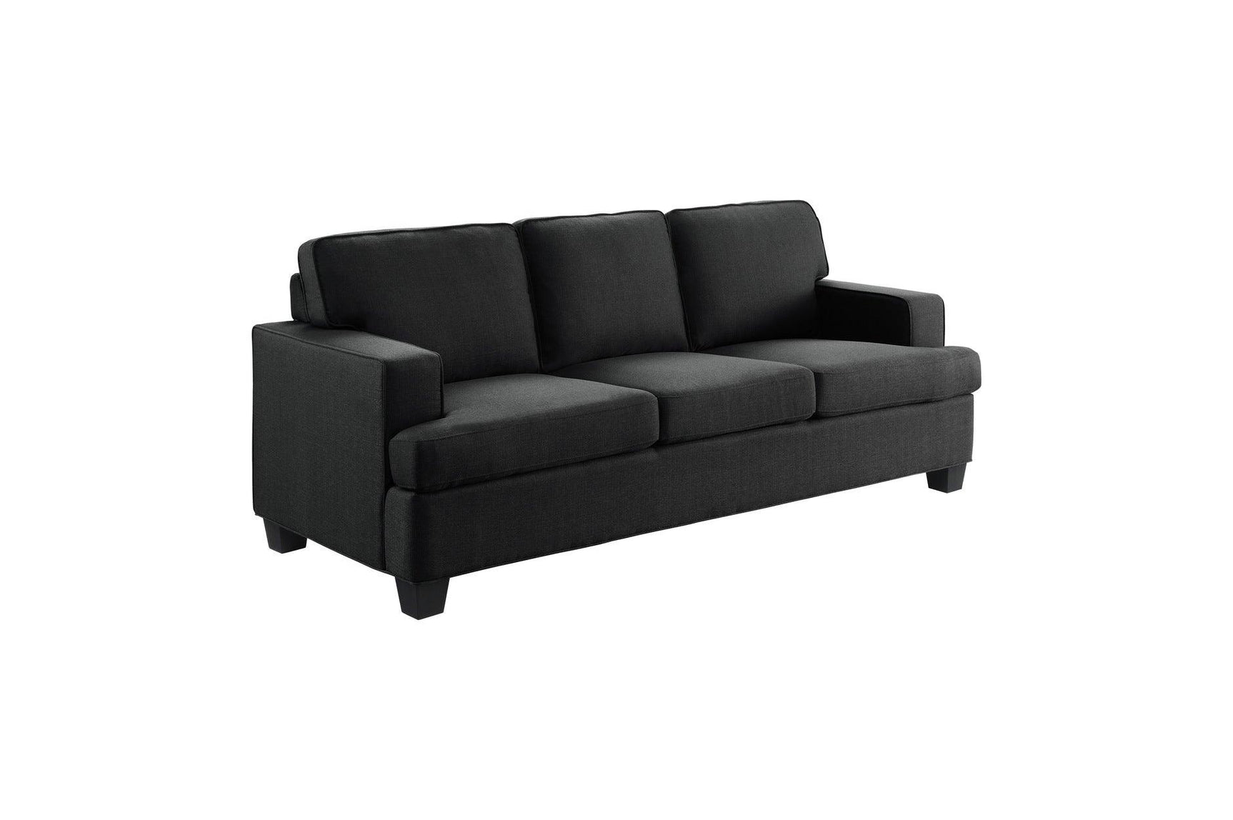 Front angle of Elmont Black Fabric Sofa