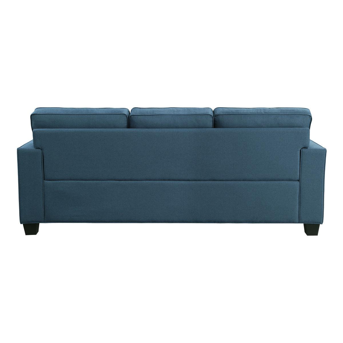 Elmont Blue Fabric Sofa detailed back and upholstery