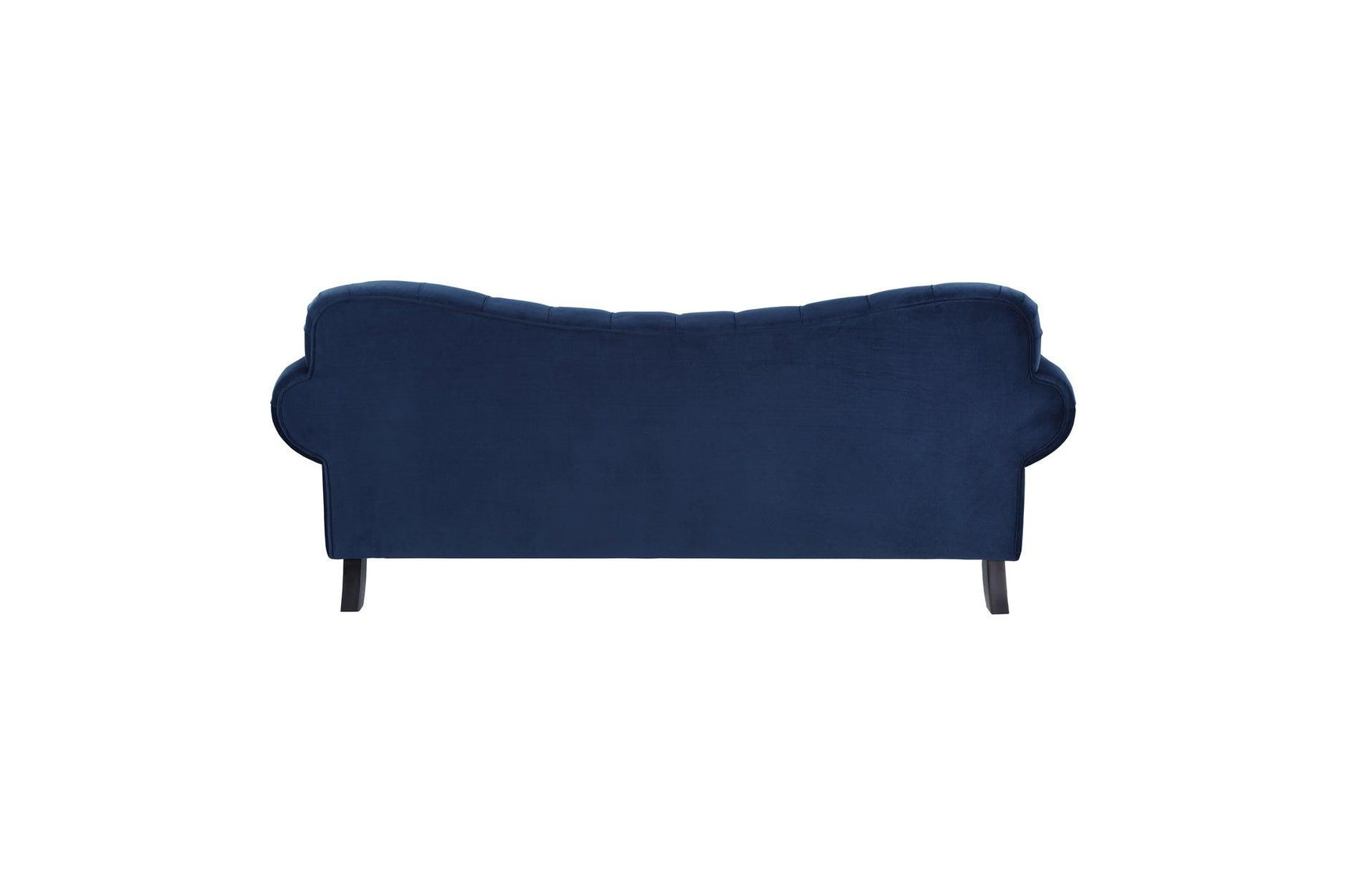 side view of loveseat in Rosalie Navy Velvet Tufted Set
