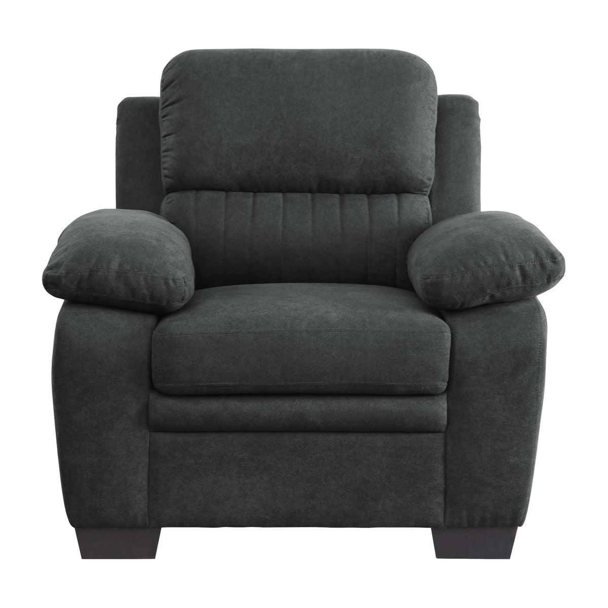 Holleman Dark Gray Textured Fabric Upholstery Chair front view