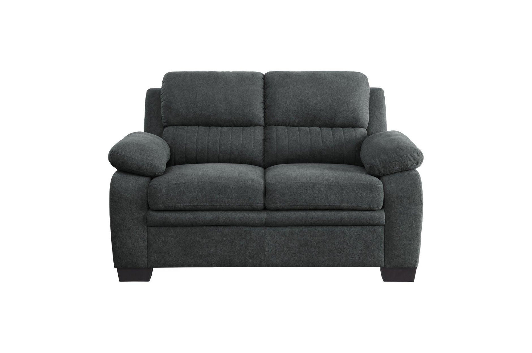 Back view of Holleman Dark Gray Fabric Sofa and Loveseat