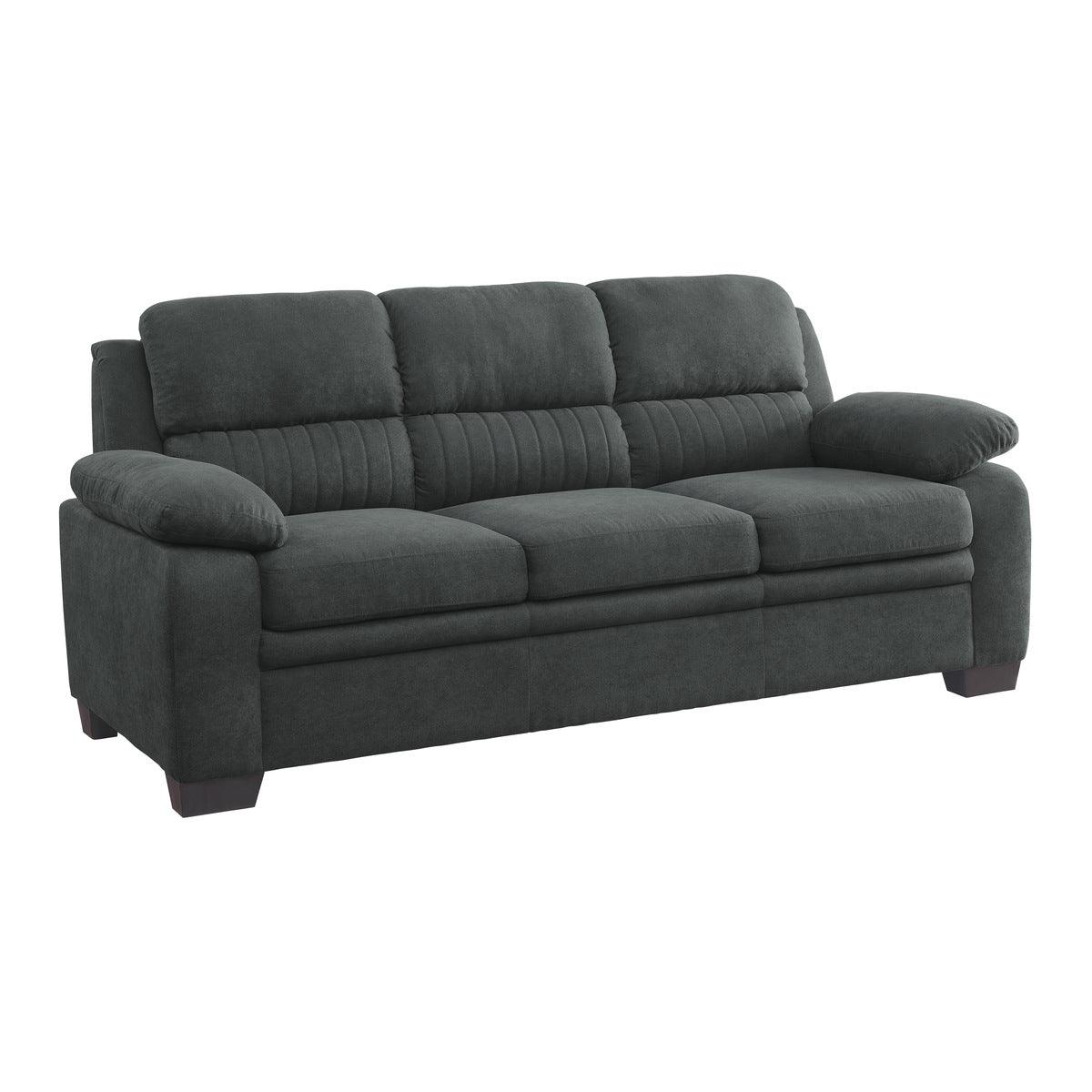 Holleman Dark Gray Upholstered Fabric Sofa side angle