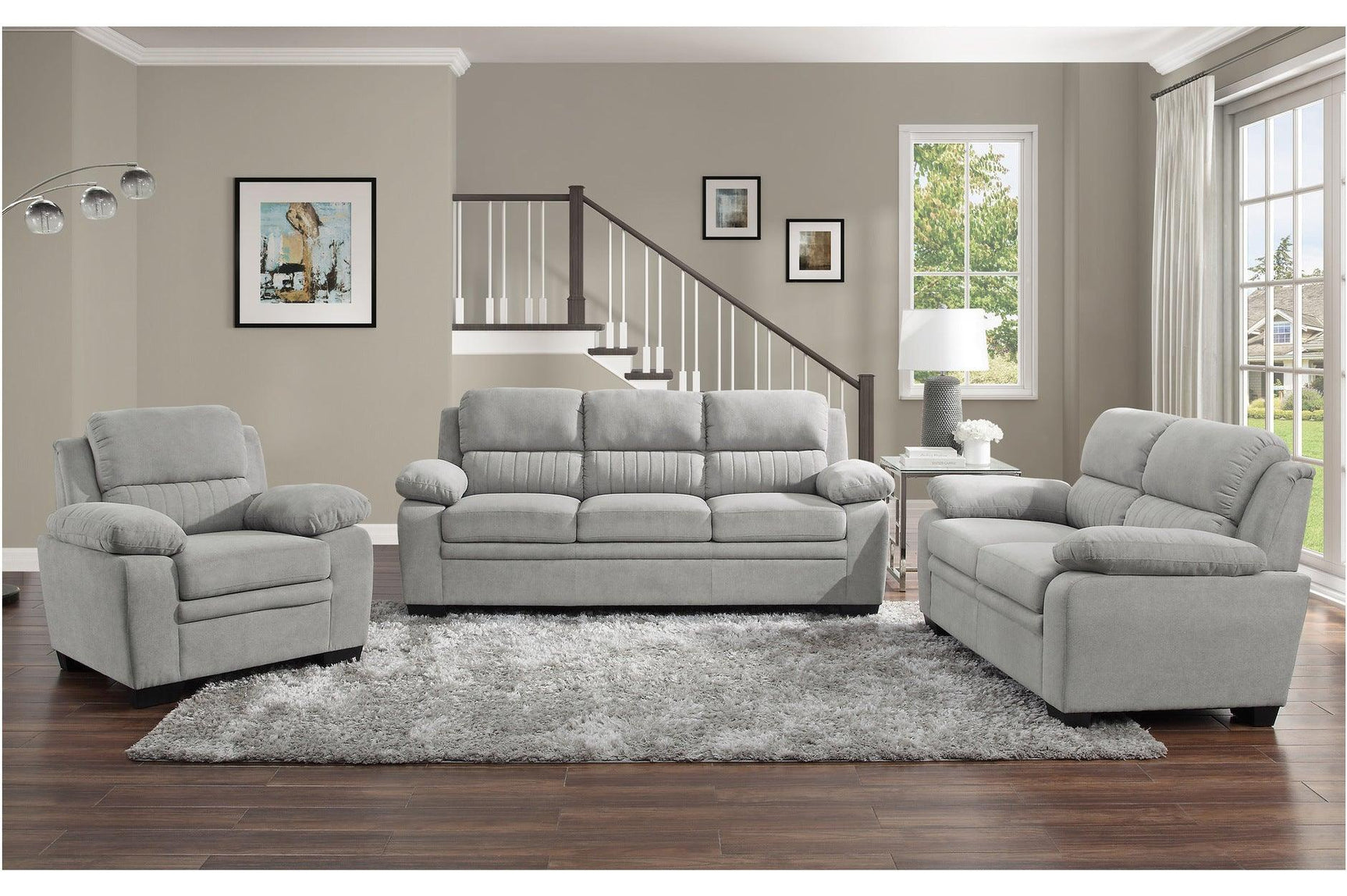 Side angle of Holleman Gray Fabric Living Room Set