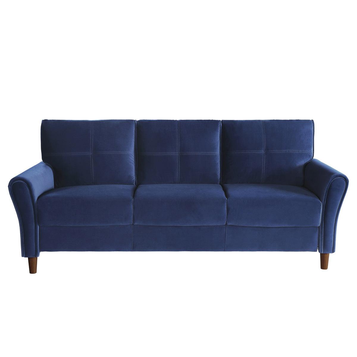 Dunleith Blue Velvet Tufted Sofa front view
