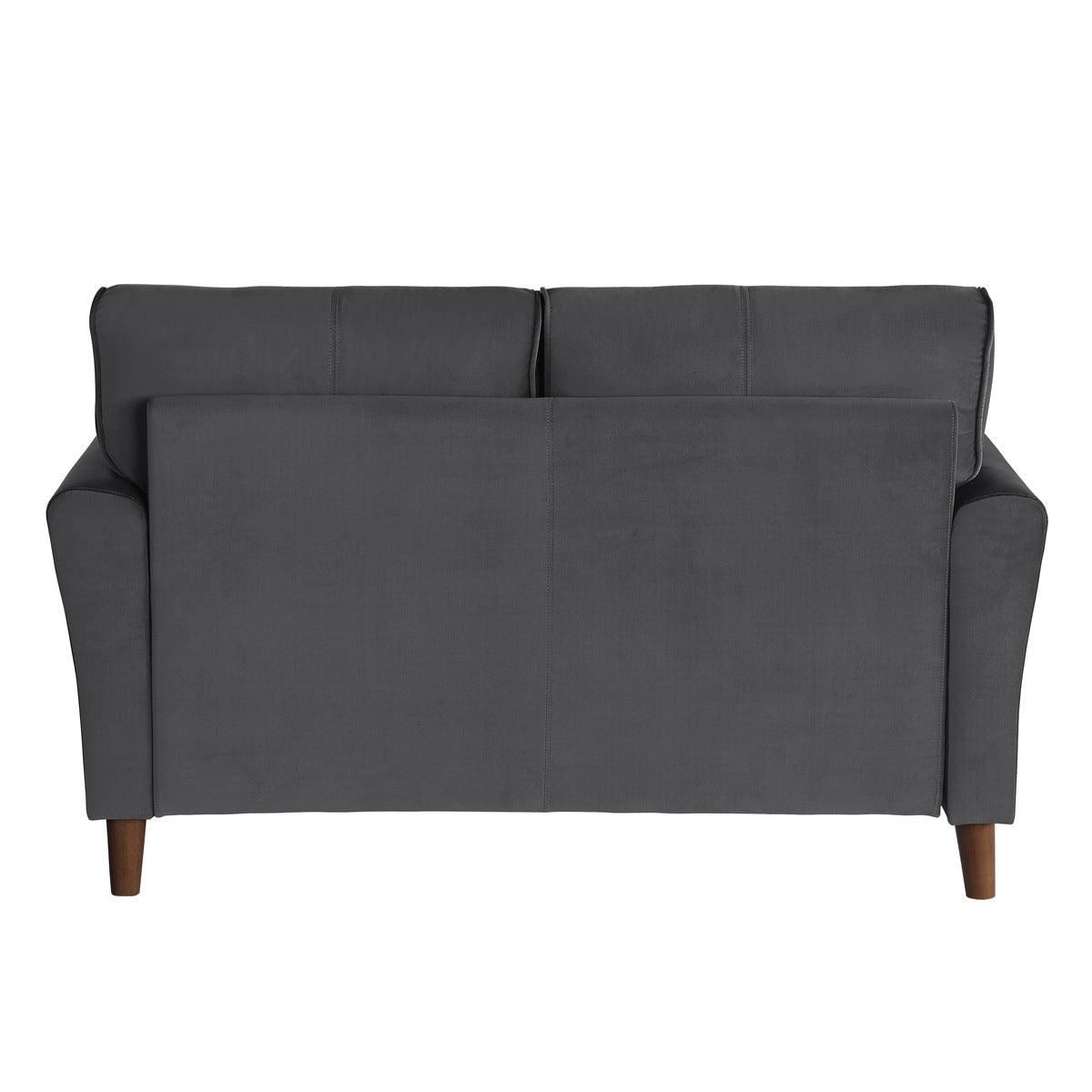Dunleith Gray Velvet Tufted Loveseat back view