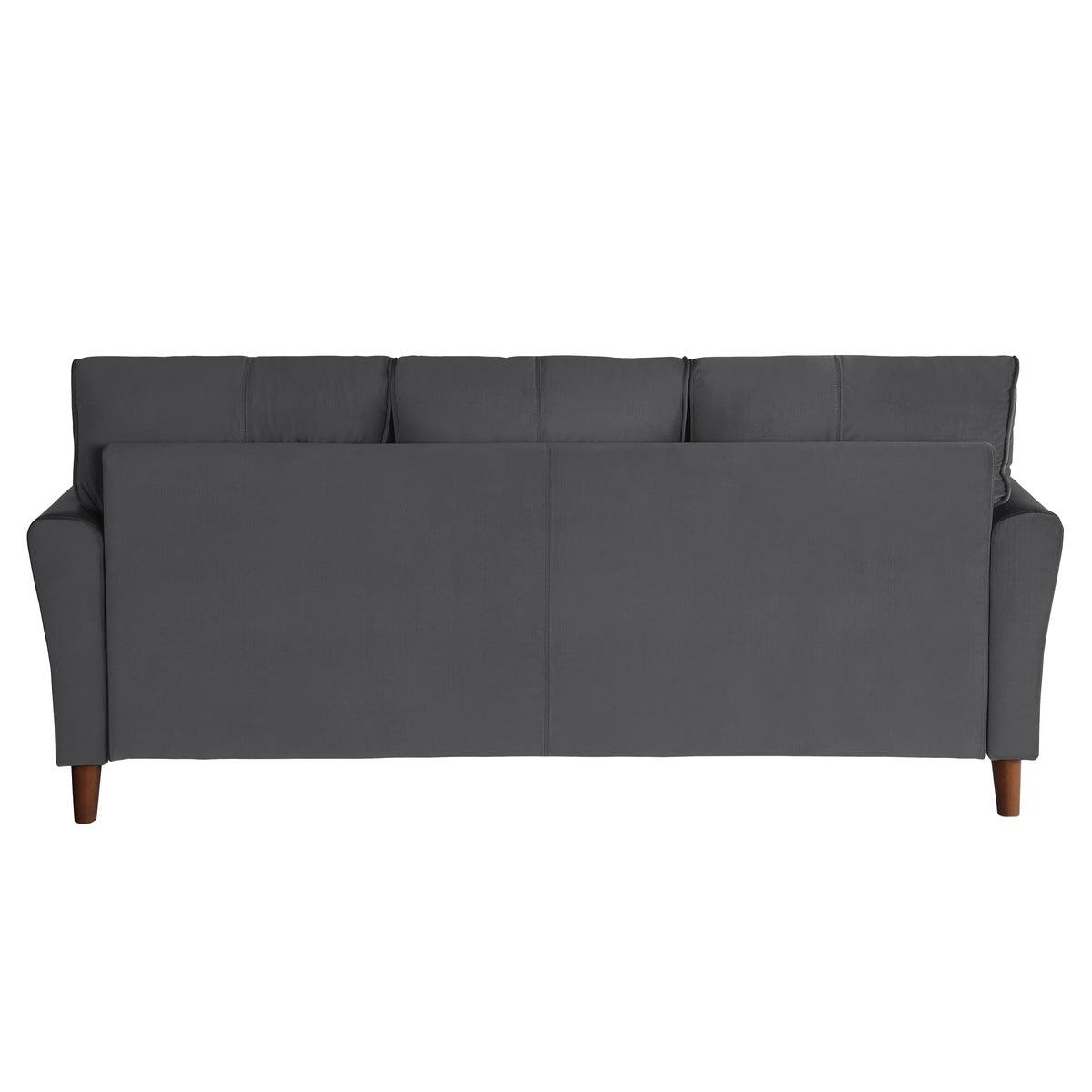 Close-up detail of Dunleith Gray Velvet tufted upholstery