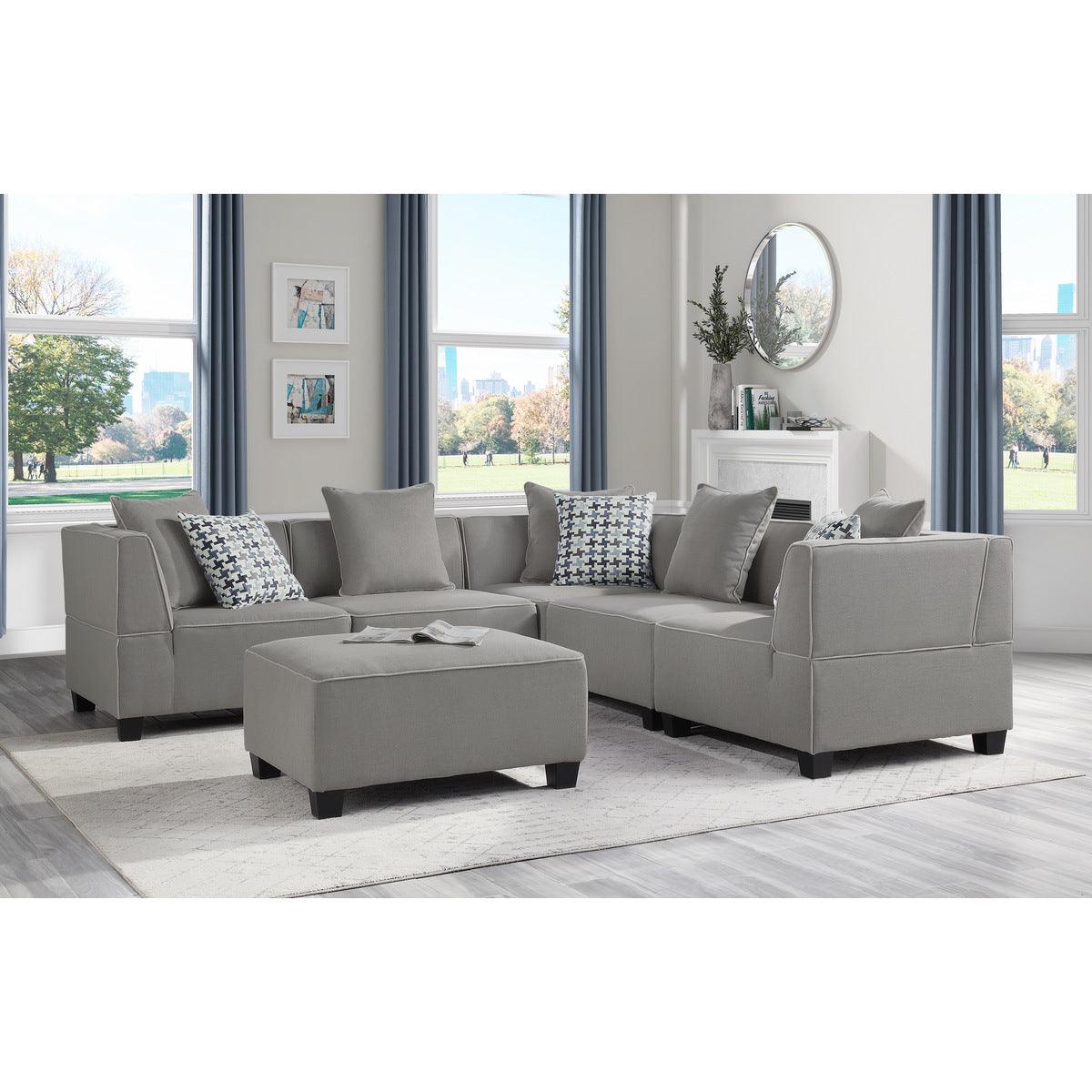 Front view of Jayne Gray Sectional Sofa in room