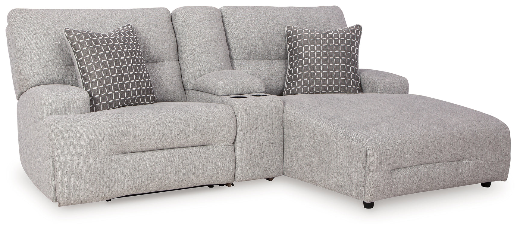 Sectional sofa reclined showing zero wall clearance