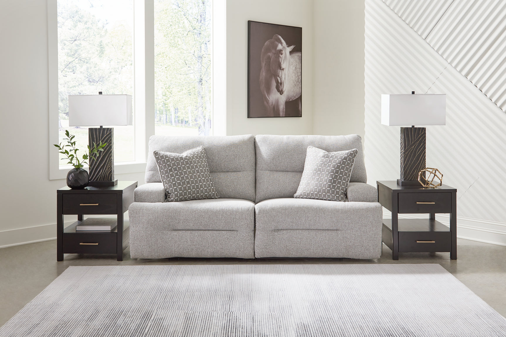 Acklen Place Pewter 7-Piece Power Sectional Reclining Sofa with Storage Console angle view
