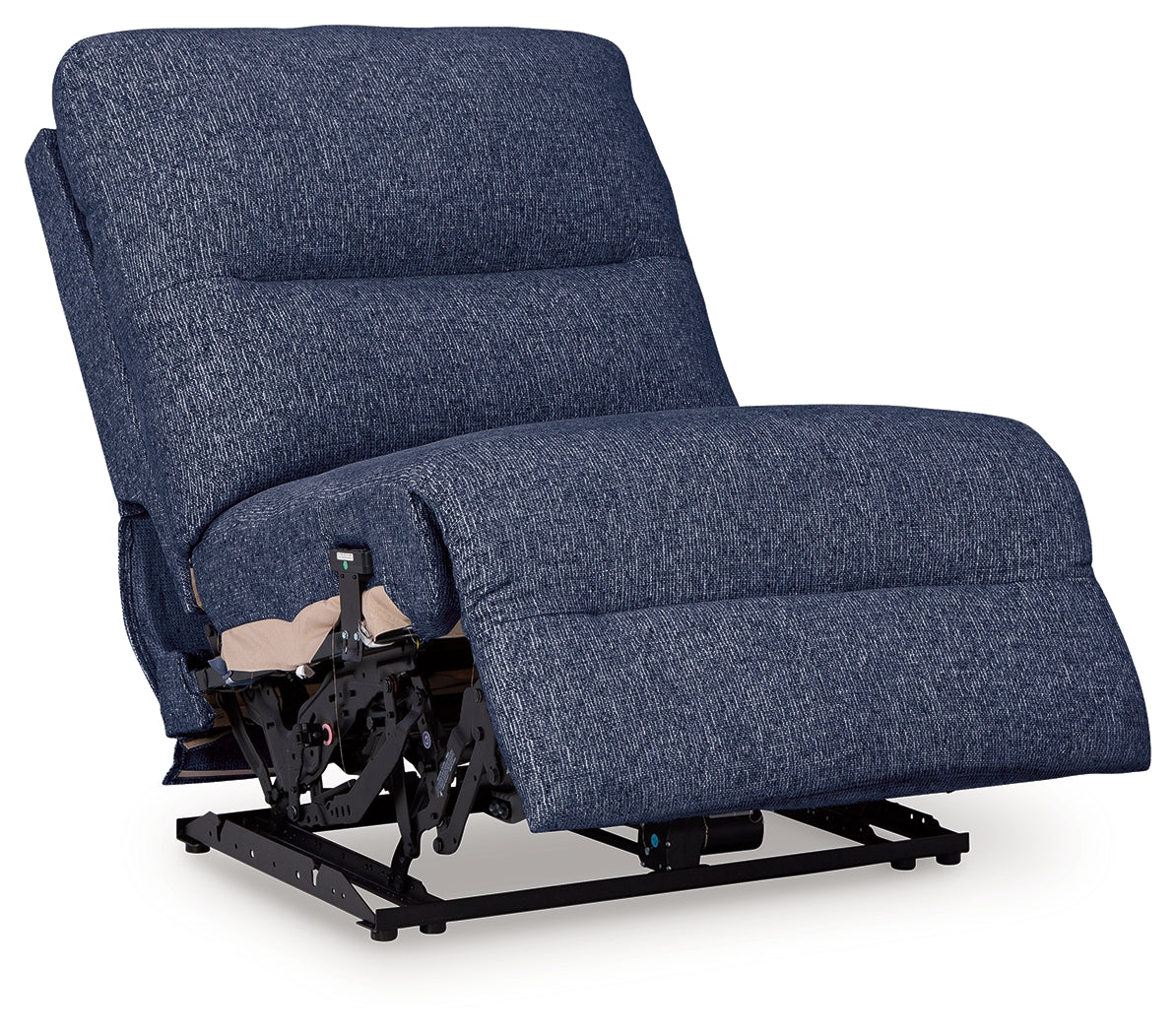 Recliner in fully reclined position showing zero-gravity comfort