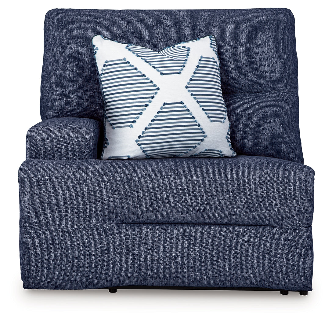 Acklen Place Navy 3-Piece Power Reclining Sectional sofa front angle